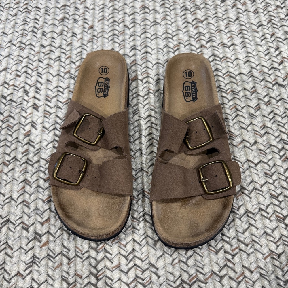 Route 66 Brown Leather Double Strap Sandal